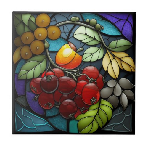 Stained Glass variety fruits  Ceramic Tile