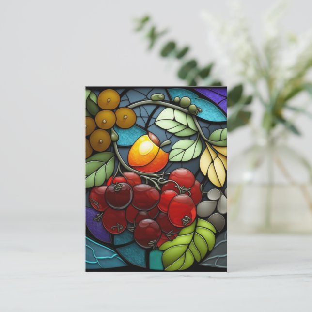 Stained Glass variety fruits  Postcard (Standing Front)