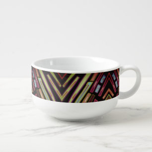 Stained Glass Vibe Colorful Jewels Pattern Soup Mug