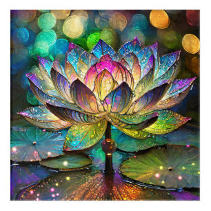 Stained Glass Vibrant Lotus Flower Acrylic Print