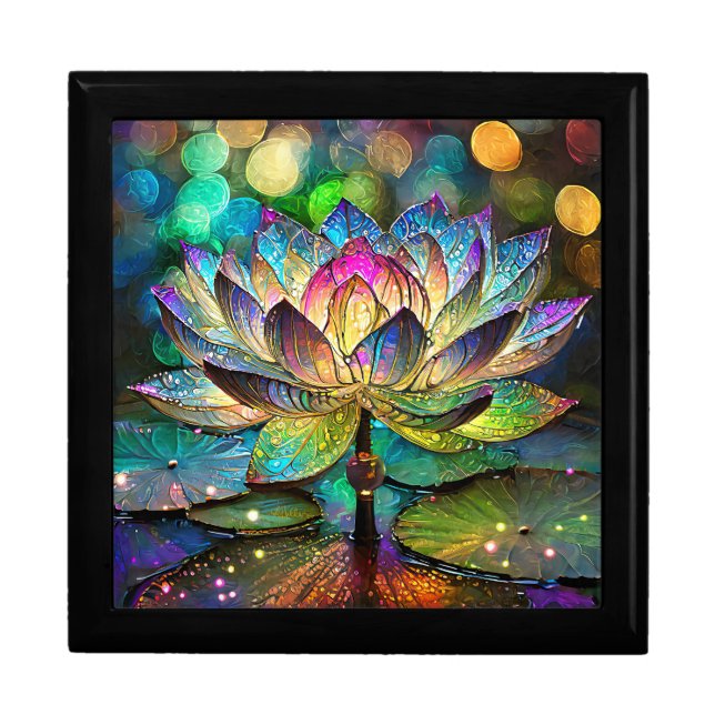 Stained Glass Vibrant Lotus Flower Gift Box (Front)