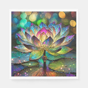 Stained Glass Vibrant Lotus Flower Napkins