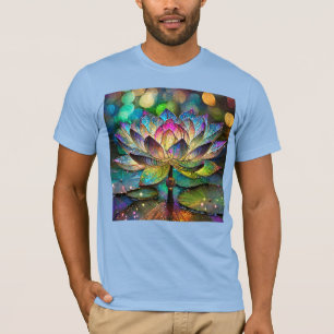 Stained Glass Vibrant Lotus Flower T-Shirt