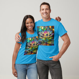 Stained Glass Vibrant Lotus Flower T-Shirt