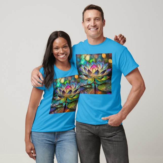 Stained Glass Vibrant Lotus Flower T-Shirt (Unisex)