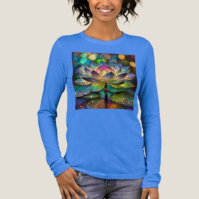 Stained Glass Vibrant Lotus Flower Tri-Blend Shirt (Front)