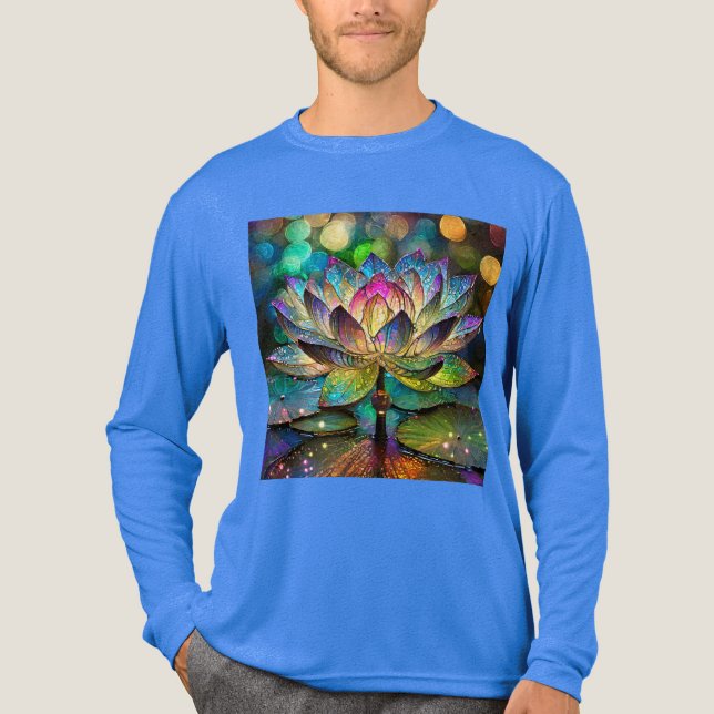 Stained Glass Vibrant Lotus Flower Tri-Blend Shirt (Front)
