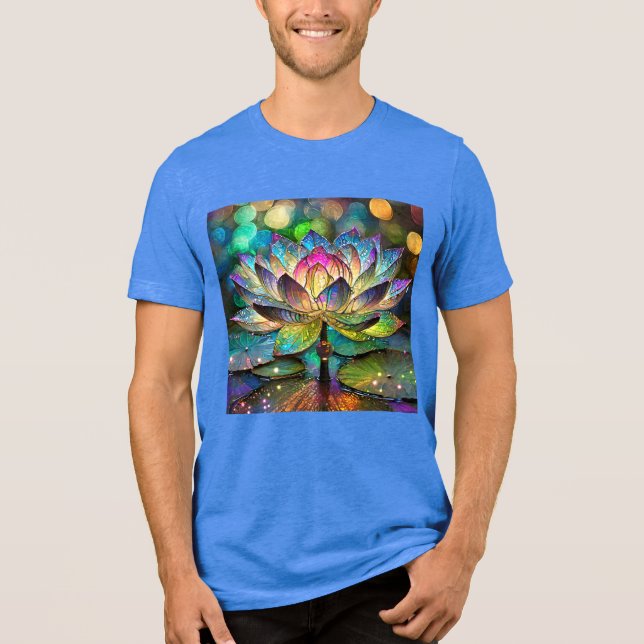 Stained Glass Vibrant Lotus Flower Tri-Blend Shirt (Front)