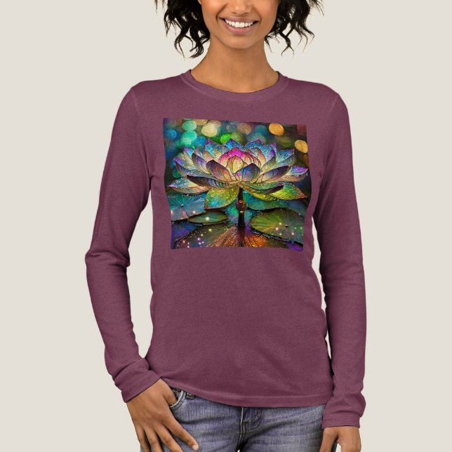 Stained Glass Vibrant Lotus Flower Tri-Blend Shirt (Front)