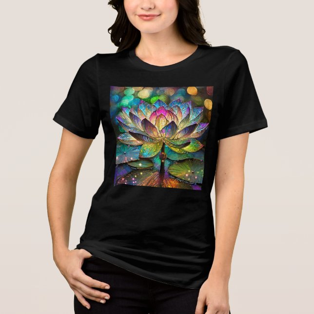 Stained Glass Vibrant Lotus Flower Tri-Blend Shirt (Front)