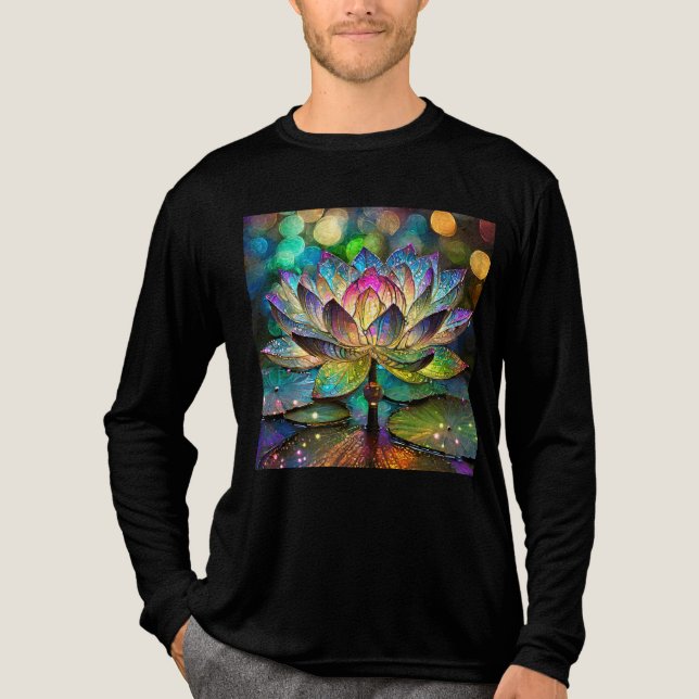 Stained Glass Vibrant Lotus Flower Tri-Blend Shirt (Front)