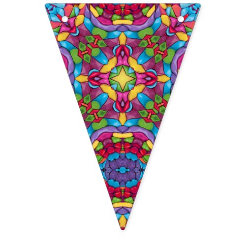Stained Glass Vintage Purple Kaleidoscope Bunting Flags