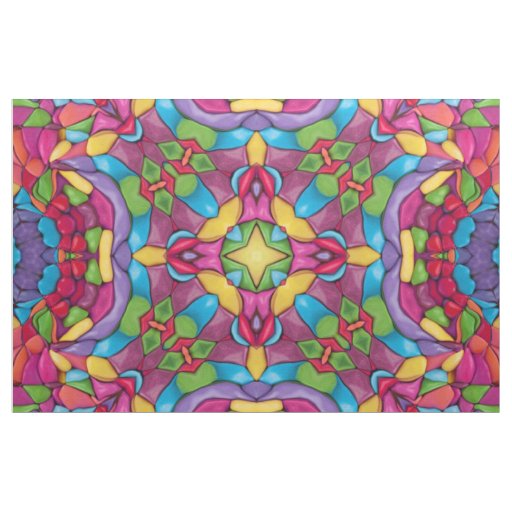 Stained Glass Vintage Purple Kaleidoscope Fabric