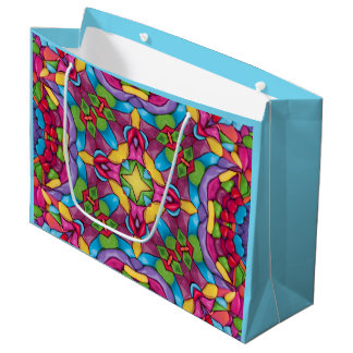 Stained Glass Vintage Purple Kaleidoscope Large Gift Bag