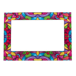 Stained Glass Vintage Purple Kaleidoscope Magnetic Frame