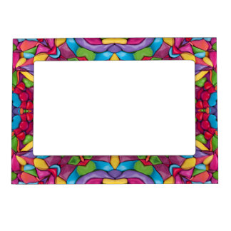 Stained Glass Vintage Purple Kaleidoscope Magnetic Frame