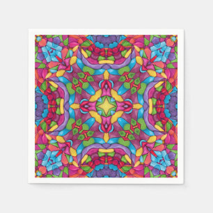 Stained Glass Vintage Purple Kaleidoscope Paper Napkins