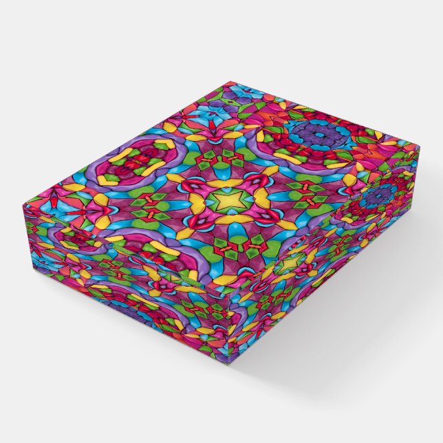 Stained Glass Vintage Purple Kaleidoscope Paperweight (Angled)