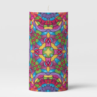 Stained Glass Vintage Purple Kaleidoscope Pillar Candle