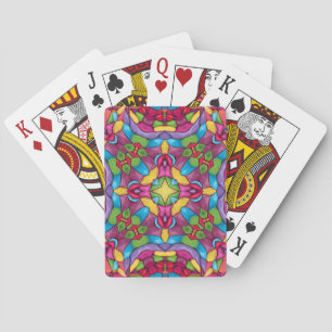Stained Glass Vintage Purple Kaleidoscope Poker Cards