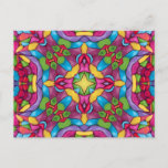 Stained Glass Vintage Purple Kaleidoscope Postcard