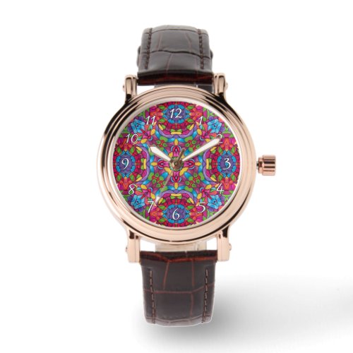 Stained Glass Vintage Purple Kaleidoscope Watch