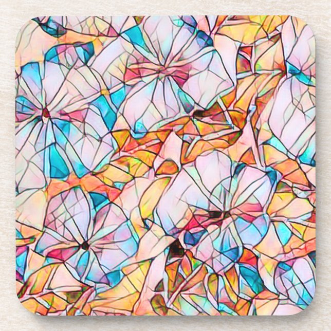 Stained Glass Violets Beverage Coaster (Front)