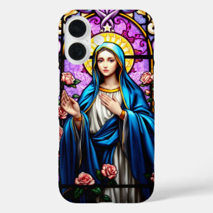 Stained Glass Virgin Mary Catholic Christian iPhone 16 Case