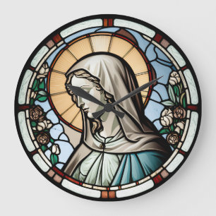 Stained Glass Virgin Mary Design Clock