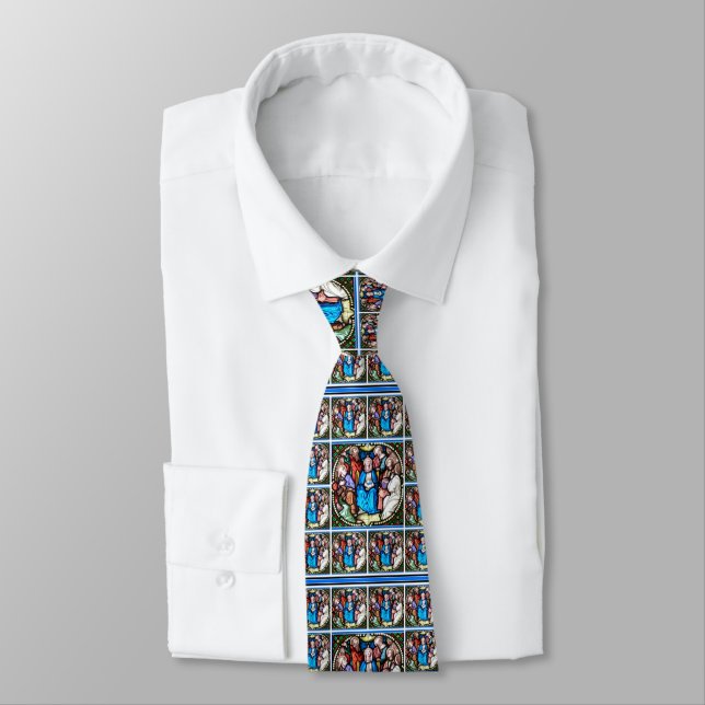 Stained Glass Virgin Mary Holy Spirit Apostles Neck Tie (Tied)