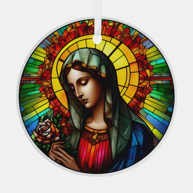 Stained Glass Virgin Mary Ornament (Back)