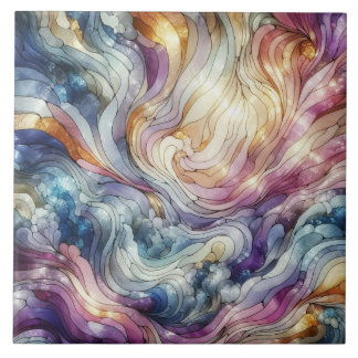 Stained glass wave ceramic tile