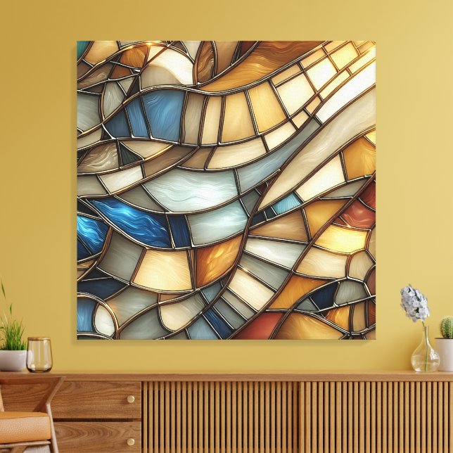 Stained Glass Waves Canvas Print (Insitu(LivingRoom))