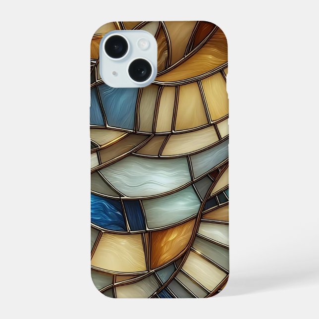 Stained Glass Waves iPhone 15 Case (Back)