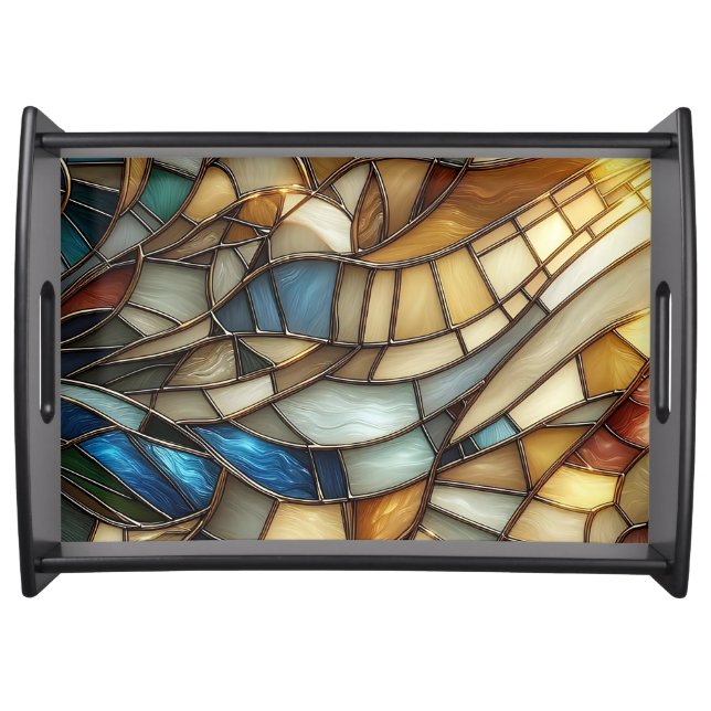Stained Glass Waves Serving Tray (Front)