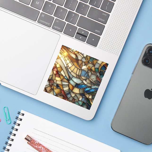 Stained Glass Waves Sticker (Laptop w/ iPhone)