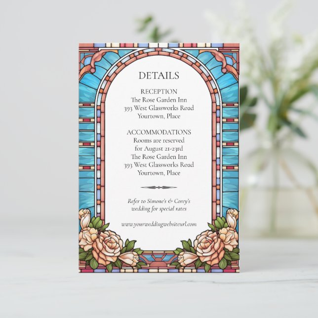 Stained Glass Wedding Frame Insert Enclosure Invitation (Standing Front)