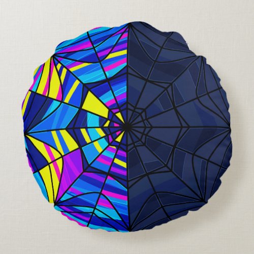 Stained Glass Wednseday Art Round Pillow
