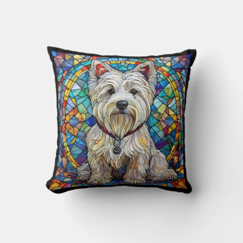 Stained Glass Westie Pillow