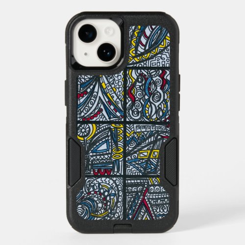 Stained Glass_Whimsical Abstract Ink Doodle Art OtterBox iPhone 14 Case