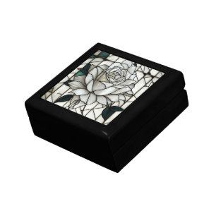 Stained Glass White Rose Gift Box