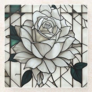 Stained Glass White Rose