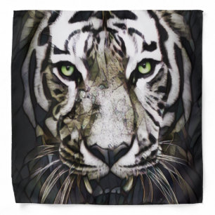 Stained Glass White Tiger Bandana