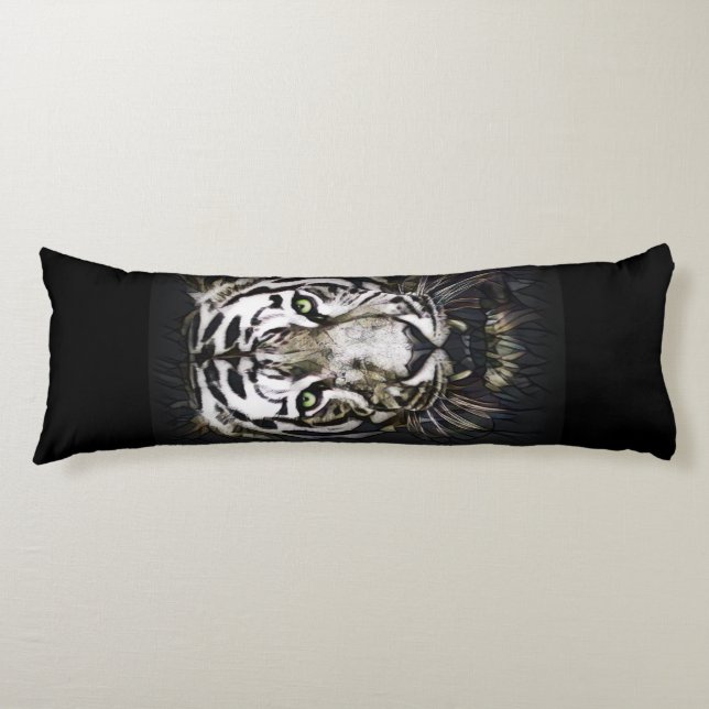 Stained Glass White Tiger Body Pillow (Front)