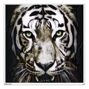 Stained Glass White Tiger Wall Decal