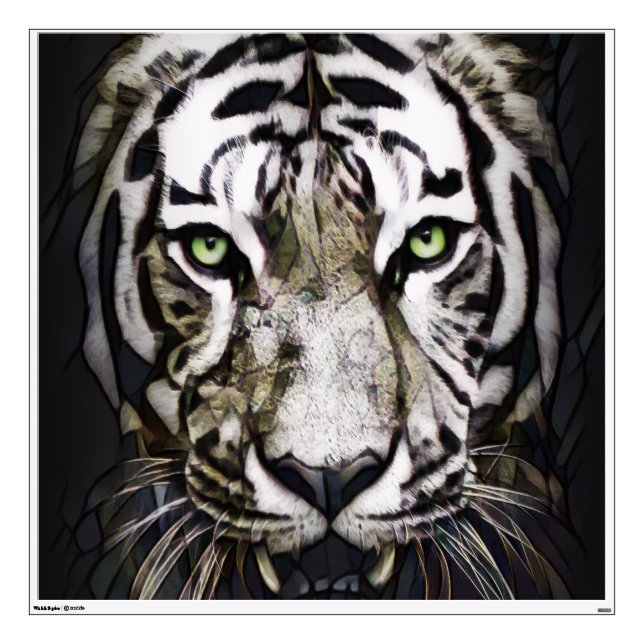 Stained Glass White Tiger Wall Decal (Front)