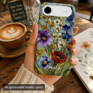 Stained Glass Wildflower Garden Personalized iPhone 17 Air Case