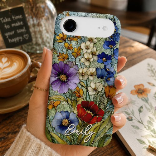 Stained Glass Wildflower Garden Personalized  iPhone 17 Air Case