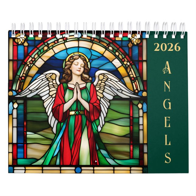 Stained Glass Window 2026 Personalized Angel Calendar (Cover)