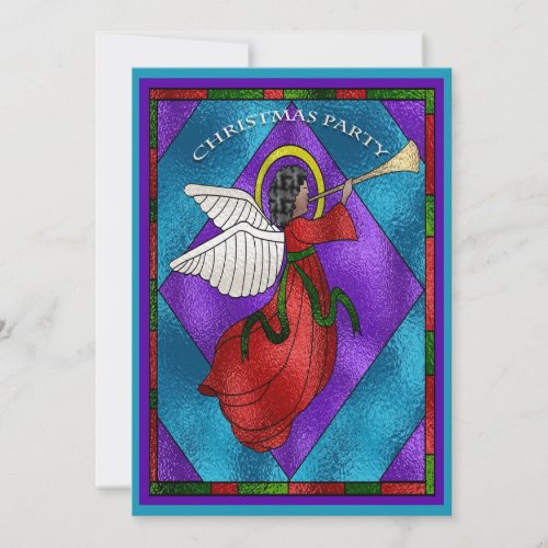 Stained Glass Window Angel Christmas Party Invitation